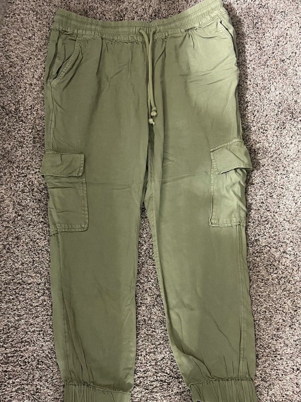 Elizabeth and James Olive Green Cargo Joggers